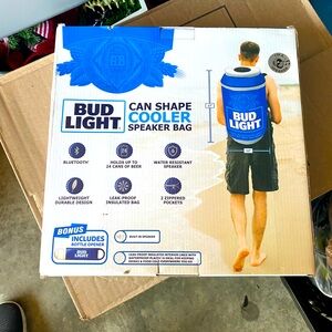 Bud Light Blue Can Shape Cooler Speaker Bag